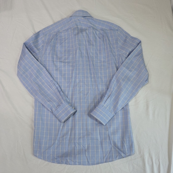 Charles Tyrwhitt Non Iron Slim Fit 100% Cotton Blue Plaid Dress Shirt. 16/36 - Picture 4 of 7